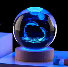 3D Crystal Ball with LED Lamp base Laser Engraved Glass Ball Astronomy Panet Crystal Decoration for bedroom Birthday Gift