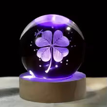 3D Crystal Ball with LED Lamp base Laser Engraved Glass Ball Astronomy Panet Crystal Decoration for bedroom Birthday Gift