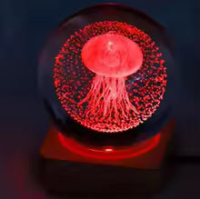 3D Crystal Ball with LED Lamp base Laser Engraved Glass Ball Astronomy Panet Crystal Decoration for bedroom Birthday Gift