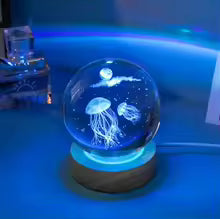 3D Crystal Ball with LED Lamp base Laser Engraved Glass Ball Astronomy Panet Crystal Decoration for bedroom Birthday Gift