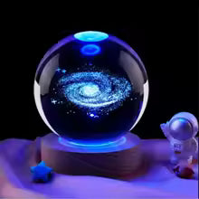 3D Crystal Ball with LED Lamp base Laser Engraved Glass Ball Astronomy Panet Crystal Decoration for bedroom Birthday Gift