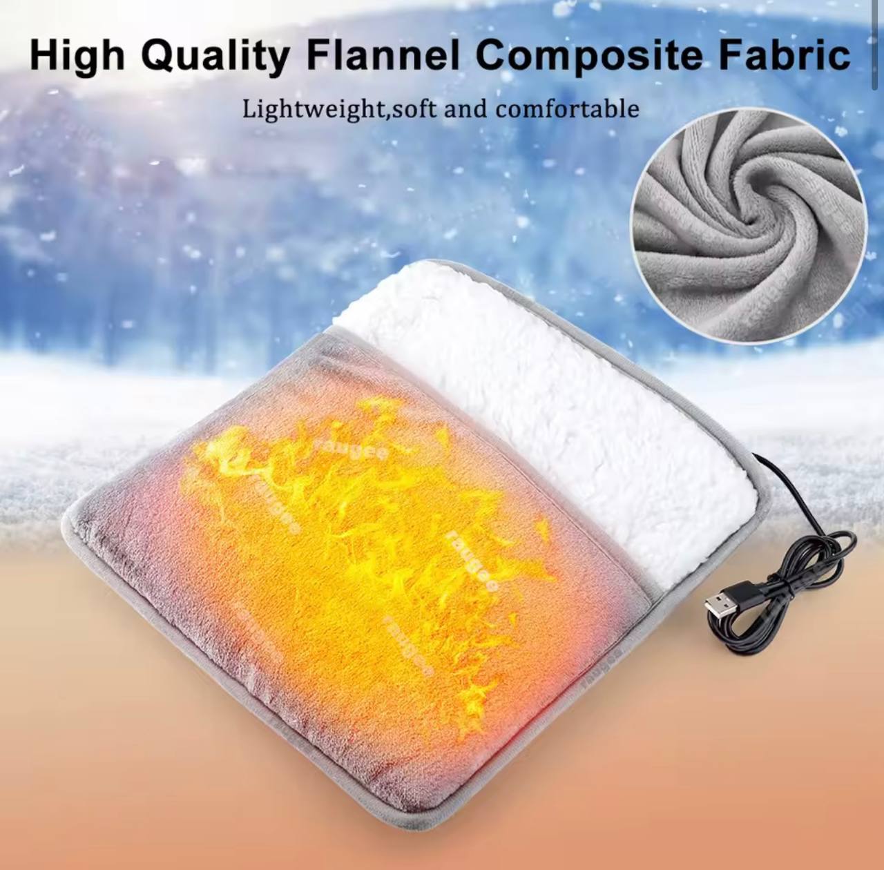 Portable USB Electric Foot Heating Pad Washable Soft Plush