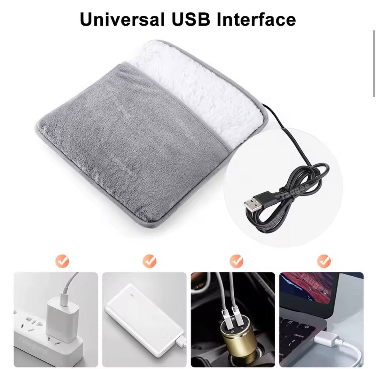 Portable USB Electric Foot Heating Pad Washable Soft Plush