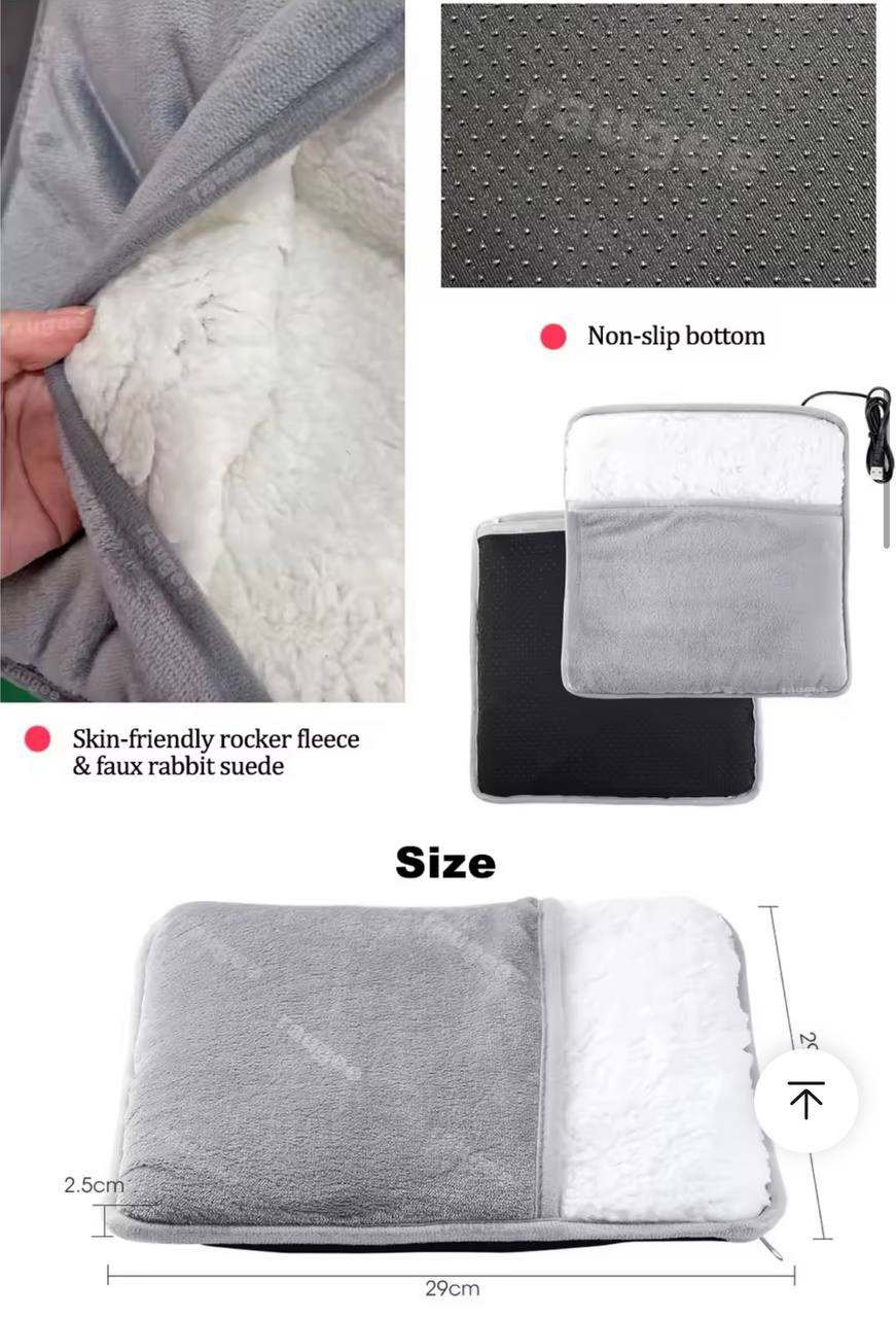 Portable USB Electric Foot Heating Pad Washable Soft Plush